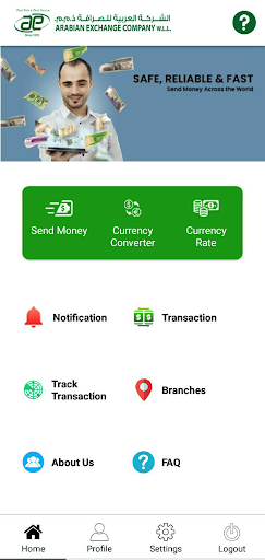 ARABIAN EXCHANGE MOBILE REMIT Screen 2