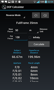 DOF Calculator Screenshot