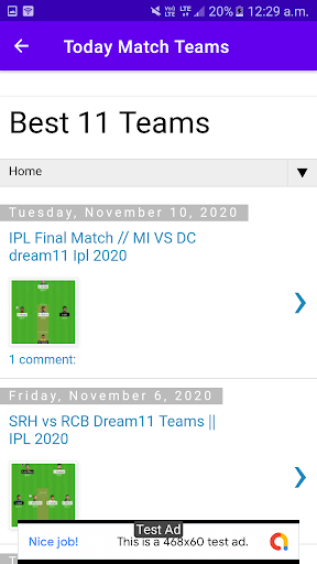 Best11 Teams Screen 2