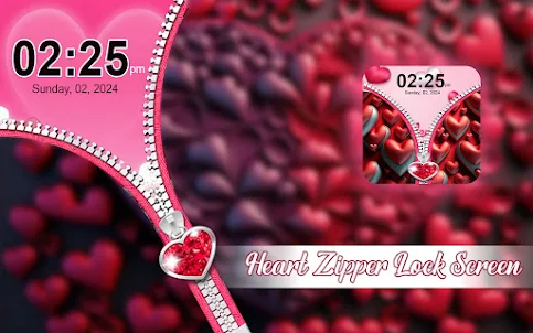 Heart Love Zipper Lock Screen