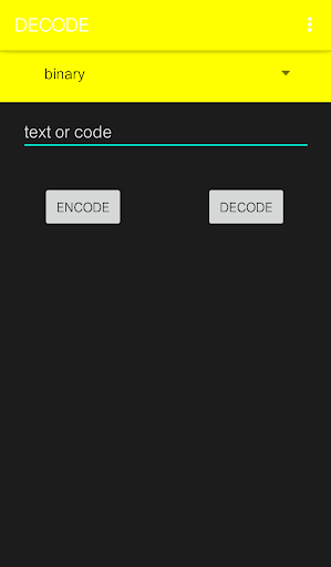 Android application DECODE - morse and binary code screenshort