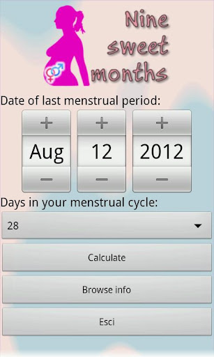 Android application Nine Sweet Months screenshort