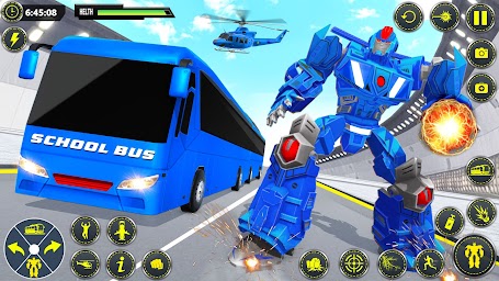 School Bus Robot Car Game