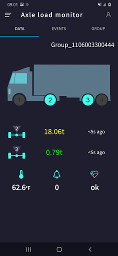 Axle load monitor Screen 2