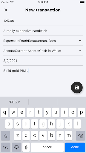 GnuCash Mobile Screen 2