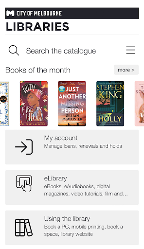 Android application City of Melbourne Libraries screenshort
