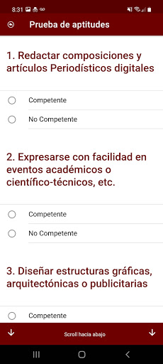 Android application Ingreso Universitario screenshort