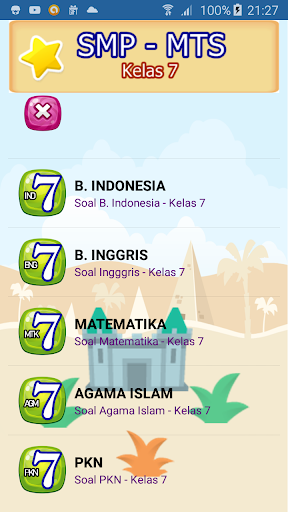 Android application Soal Ujian Kelas 7 SMP MTS screenshort