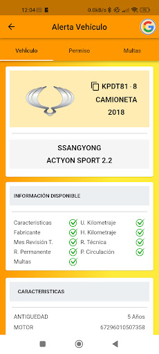 Alerta Vehículo Screen 2