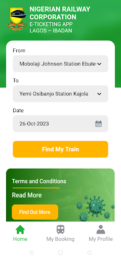 NRC LITS ticket booking app Screen 3