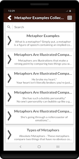 Android application Metaphor Examples Collection screenshort