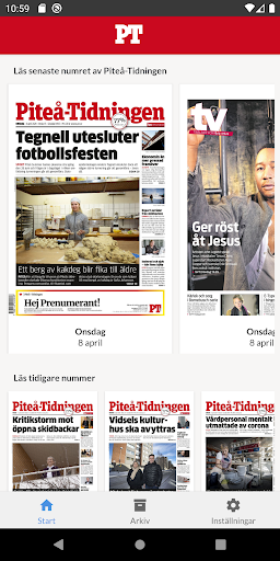 Android application E-tidning PT screenshort