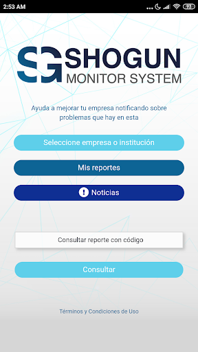 Android application SHOGUN MONITOR - Línea Ética screenshort