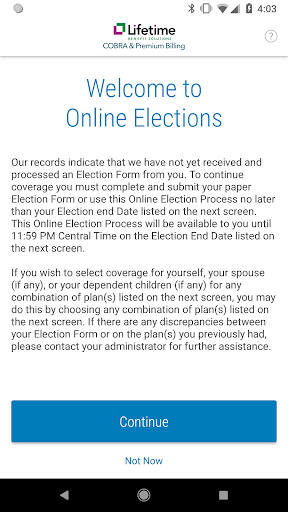 Android application LBS COBRA & Premium Billing screenshort