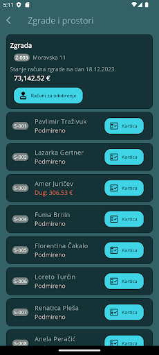 Android application Demo Upravitelj screenshort