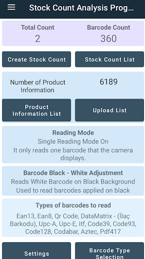 Android application Stock Count Analysis screenshort