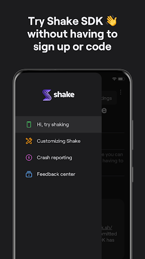 Android application Shake SDK demo screenshort