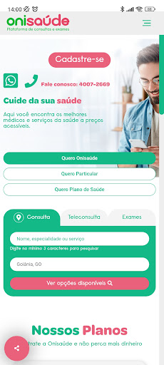 Android application Onisaúde screenshort