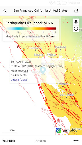 Android application Temblor screenshort