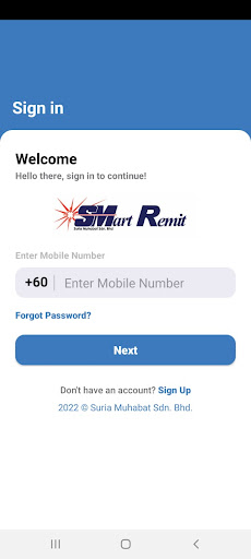Android application SMart Remit screenshort