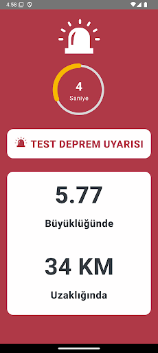 EDIS: Deprem Erken Uyarı ekran görüntüsü