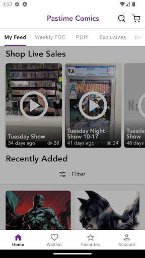 Screenshot of Pastime Comics