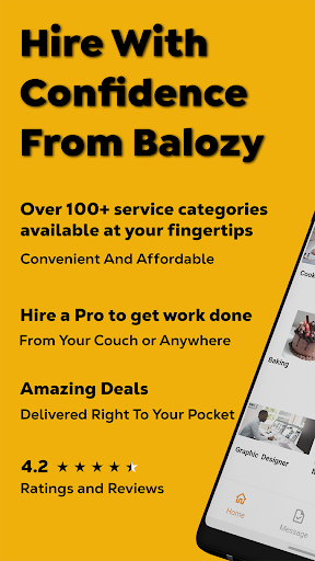 Android application Balozy: Hire service Pros screenshort