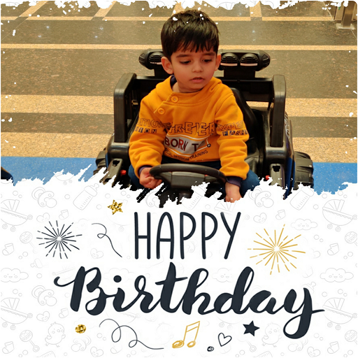 Birthday photo frame with name logo