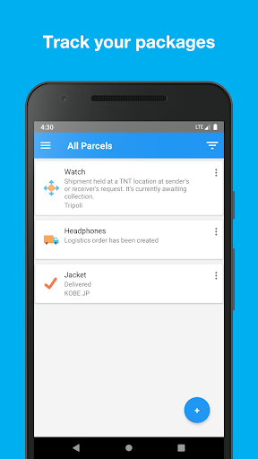 Android application Find My Parcels screenshort