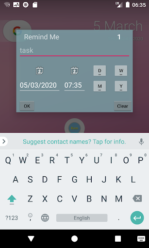 Android application Remind Me screenshort