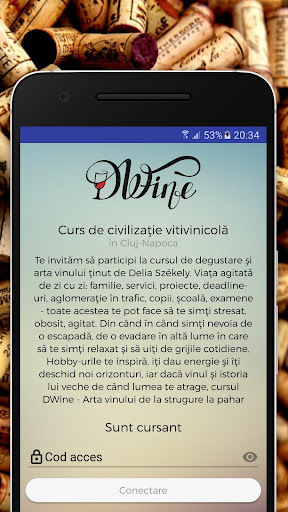 Android application DWine - Arta vinului screenshort