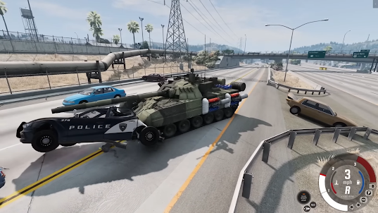 Police Tank Crush: Beamng