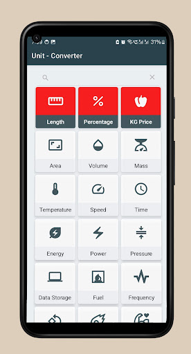 Android application Unit Converter screenshort