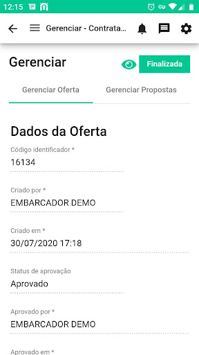 Contratação de Fretes Screen 2