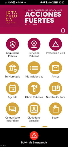 Android application Botón de Pánico Ixtapaluca screenshort