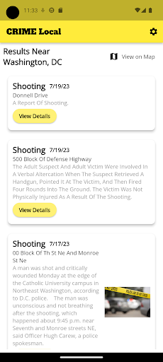 Android application CRIME Local screenshort