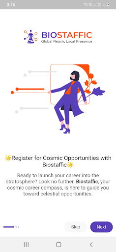 Android application Biostaffic - Candidate screenshort
