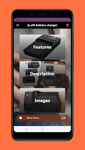 Android application lp e10 battery charger guide screenshort