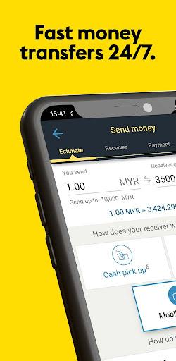 Android application Western Union Send Money screenshort