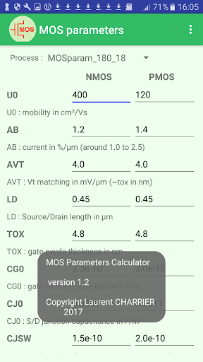 MOS calculator Screen 3