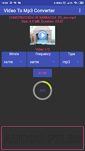 Video to mp3 mp2 aac or wav Batch converter Apk app for Android 3