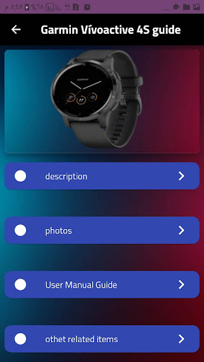 Android application Garmin Vívoactive 4S guide screenshort