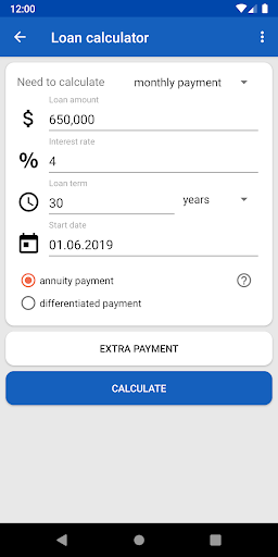 Android application Loan Calculator screenshort