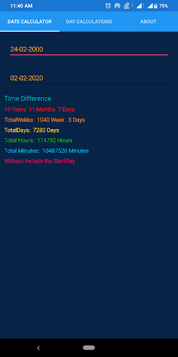 Android application Day Finder Calculator screenshort