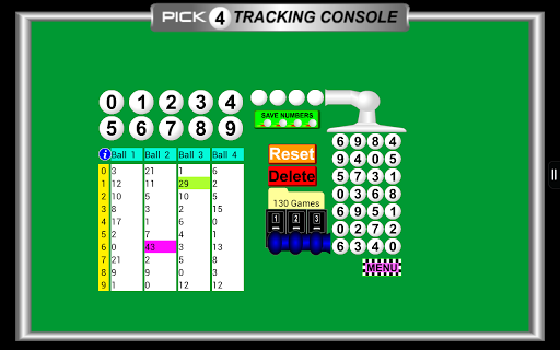 Lottery Pick 4 Game Tracking