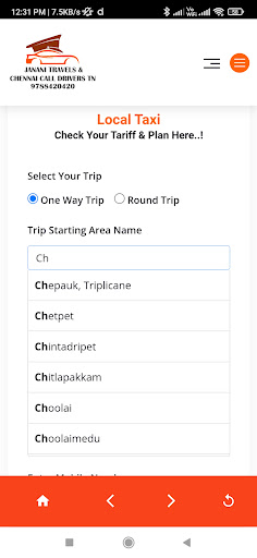 Cab&Call Driver Janani Travels Screen 3