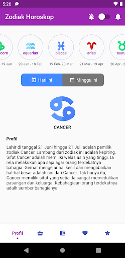 Android application Zodiak Horoskop RamalanBintang screenshort