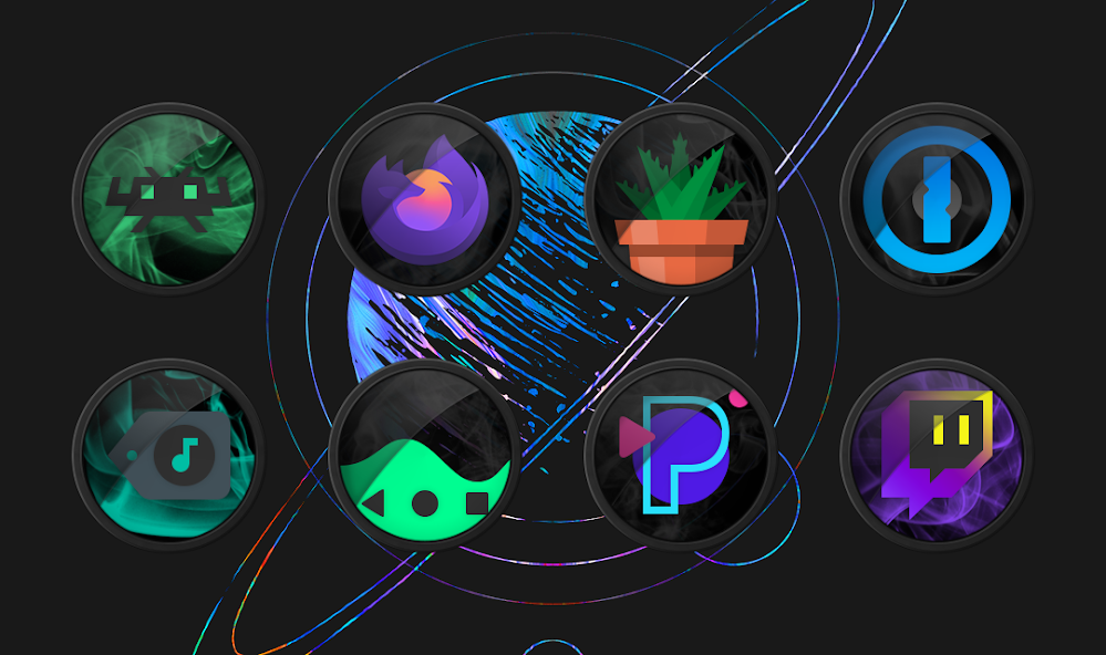 Black Smoke Rings Icon Pack 15.0.0 APK + Mod (Unlimited money) untuk android