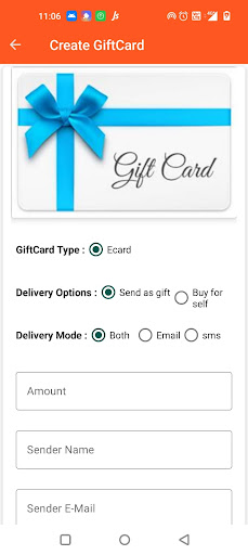 My e gift cards Screen 3