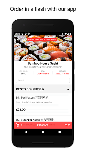 Android application Bamboo House Sushi screenshort